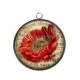 Pendentif Cabochon Argent - coquelicot