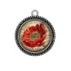 Pendentif Cabochon Argent - coquelicot