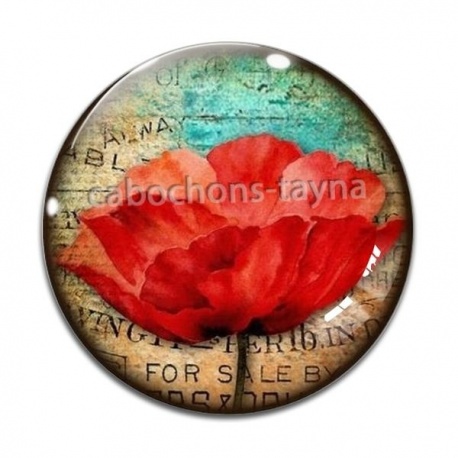 Cabochon Verre - coquelicot 
