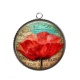 Pendentif Cabochon Argent - coquelicot 