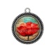 Pendentif Cabochon Argent - coquelicot 