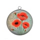 Pendentif Cabochon Argent - coquelicot 
