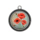 Pendentif Cabochon Argent - coquelicot 