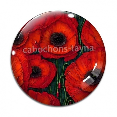 Cabochon Verre - coquelicot