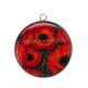 Pendentif Cabochon Argent - coquelicot