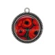 Pendentif Cabochon Argent - coquelicot