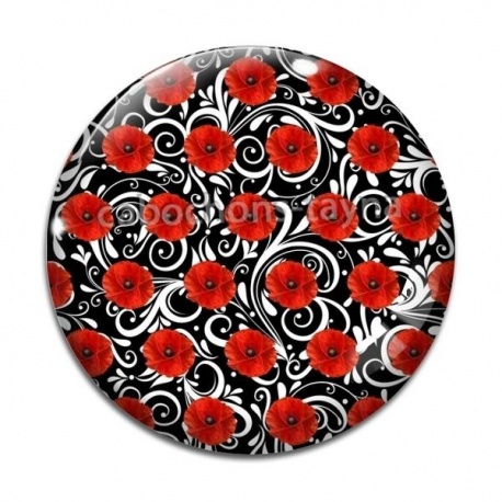 Cabochon Verre - coquelicot