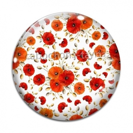 Cabochon Verre - coquelicot