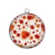 Pendentif Cabochon Argent - coquelicot