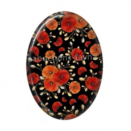 Cabochon Résine Ovale - coquelicot
