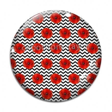 Cabochon Verre - coquelicot