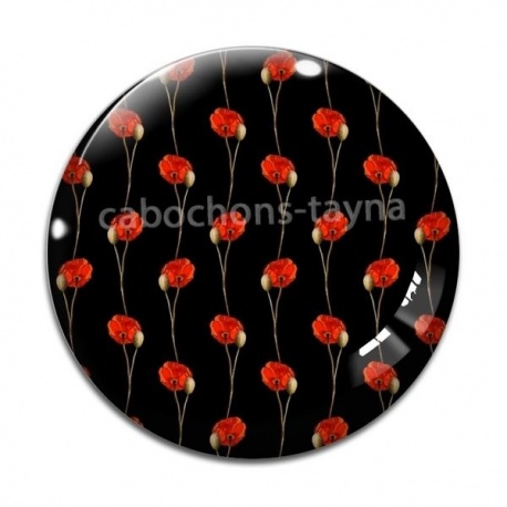 Cabochon Verre - coquelicot