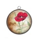Pendentif Cabochon Argent - coquelicot