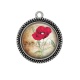 Pendentif Cabochon Argent - coquelicot