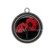 Pendentif Cabochon Argent - coquelicot