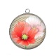 Pendentif Cabochon Argent - coquelicot