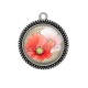 Pendentif Cabochon Argent - coquelicot