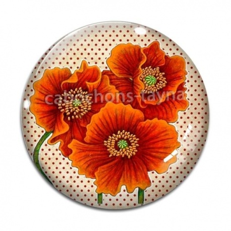Cabochon Verre - coquelicot