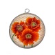 Pendentif Cabochon Argent - coquelicot