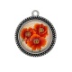 Pendentif Cabochon Argent - coquelicot