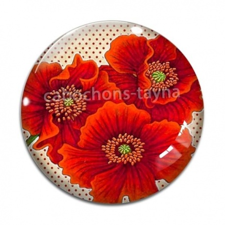 Cabochon Verre - coquelicot