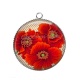 Pendentif Cabochon Argent - coquelicot