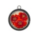 Pendentif Cabochon Argent - coquelicot