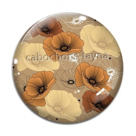 Cabochon Verre - coquelicot