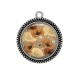 Pendentif Cabochon Argent - coquelicot