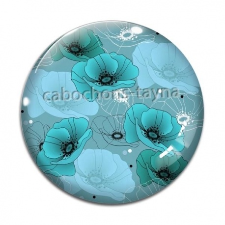 Cabochon Verre - coquelicot