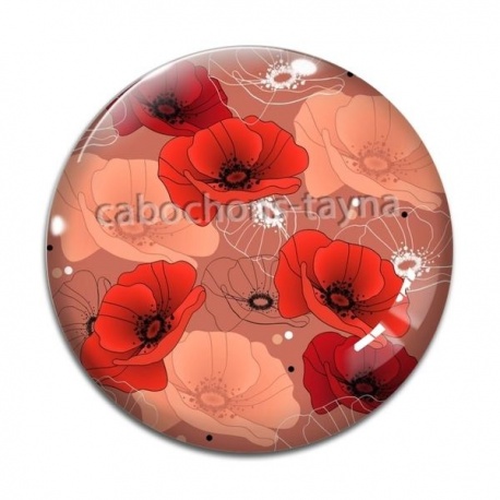 Cabochon Verre - coquelicot
