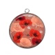 Pendentif Cabochon Argent - coquelicot