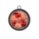 Pendentif Cabochon Argent - coquelicot