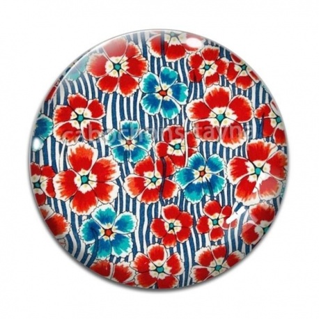 Cabochon Verre - coquelicot