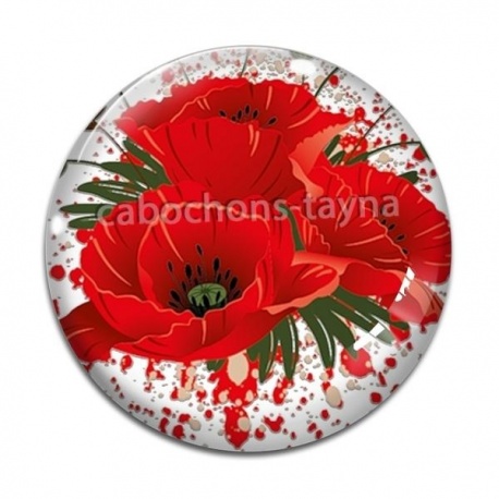 Cabochon Verre - coquelicot