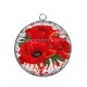 Pendentif Cabochon Argent - coquelicot