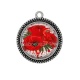 Pendentif Cabochon Argent - coquelicot