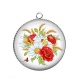 Pendentif Cabochon Argent - coquelicot