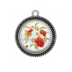 Pendentif Cabochon Argent - coquelicot