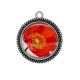 Pendentif Cabochon Argent - coquelicot