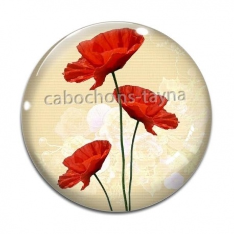 Cabochon Verre - coquelicot