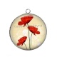 Pendentif Cabochon Argent - coquelicot