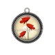 Pendentif Cabochon Argent - coquelicot