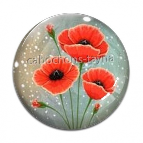 Cabochon Verre - coquelicot