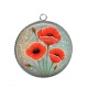 Pendentif Cabochon Argent - coquelicot