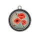 Pendentif Cabochon Argent - coquelicot