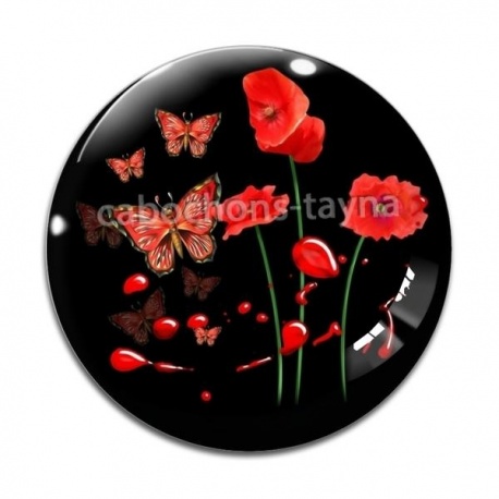 Cabochon Verre - coquelicot