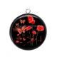 Pendentif Cabochon Argent - coquelicot