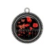 Pendentif Cabochon Argent - coquelicot