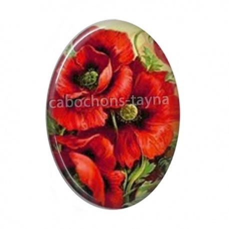 Cabochon Résine Ovale - coquelicot